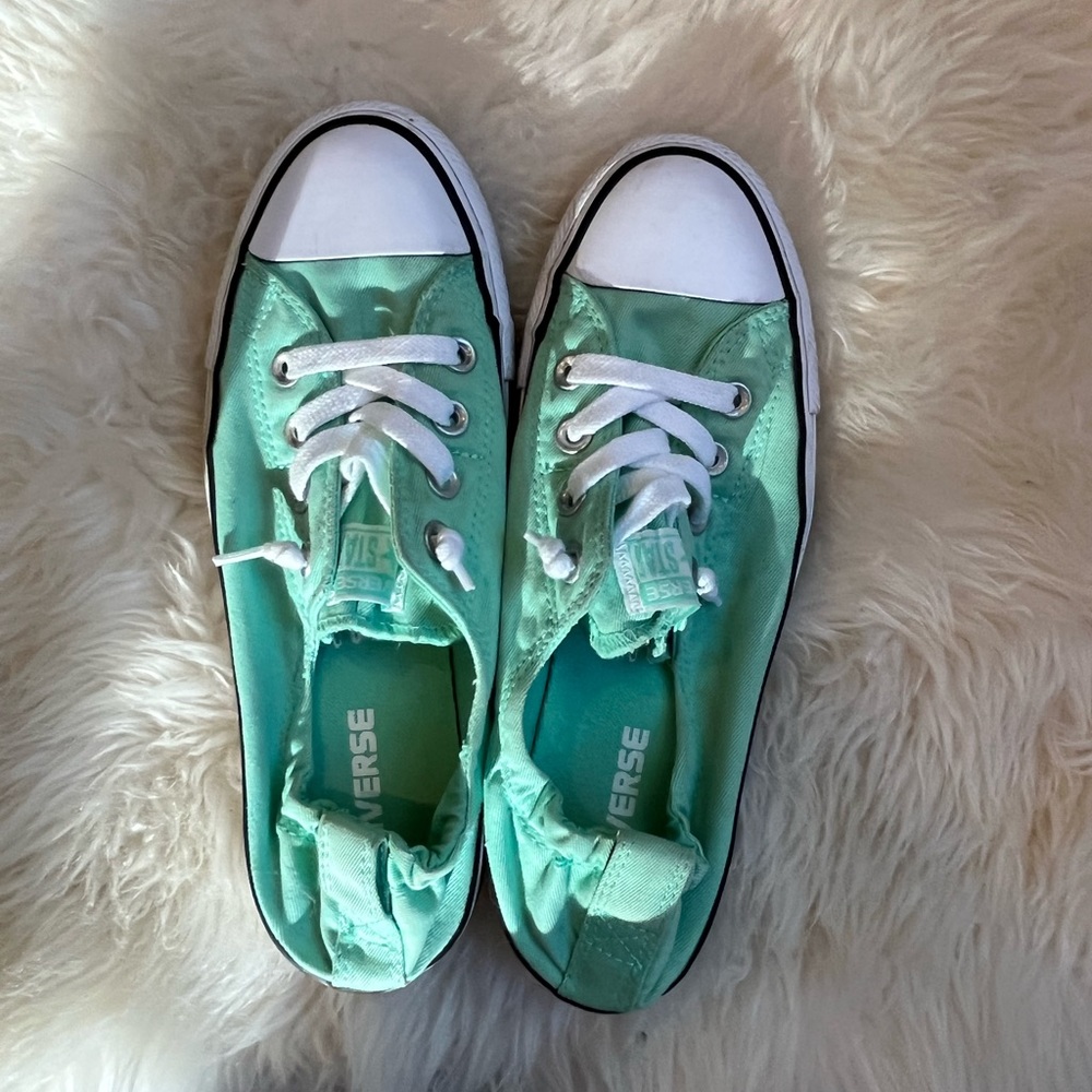 Converse Chuck Taylor All Star Shoreline Womens Slip-On Shoes Green Glow/White